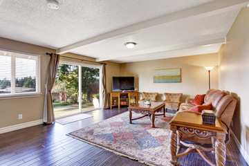 Living room interior with walkout deck