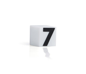 Colorful plastic numbers on a white background