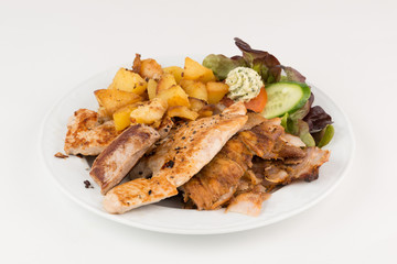 Grillteller, verschiedene Fleischsorten