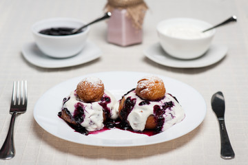 Donuts with jam and cream