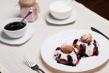 Donuts with jam and cream
