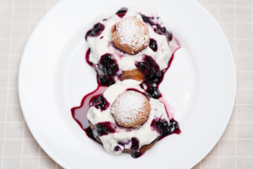 Donuts with jam and cream