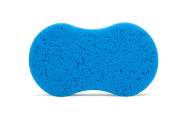 Blue sponge for cleaner isolated on white background.
