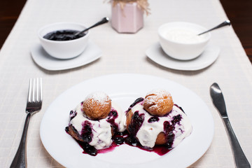 Donuts with jam and cream