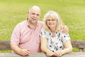 Happy elderly couple outdoor