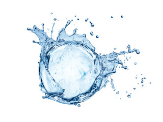 blue water splash isolated on white background