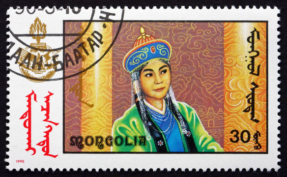 Postage stamp Mongolia 1990 Scene from Mongolian-made Film
