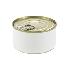 Close-up various white tin can on white background.