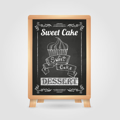 chalk drawings. Retro typography. Cake