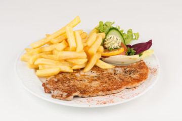 Schnitzel unpaniert mit Pommes