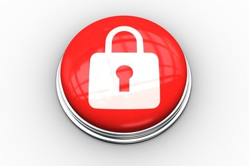 Composite image of lock graphic on button