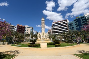 Fontain at Luceros Square in sunny spring day