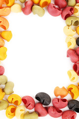 Colorful pasta isolated on white