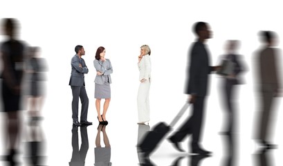 Obraz premium Composite image of business colleagues talking