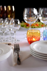 Table setting in restaurant