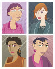 Obraz premium Four young women. Portrait of four young women
