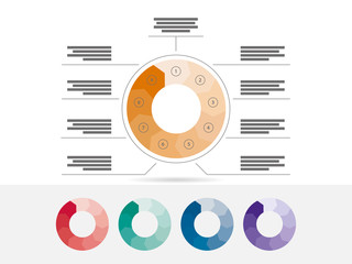 Nine sided presentation infographic diagram chart vector