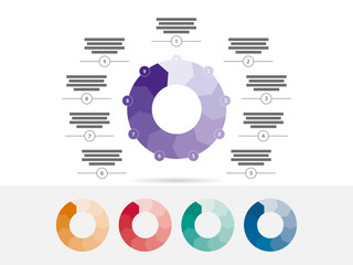 Nine sided presentation infographic diagram chart vector