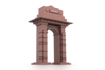 Fototapeta na wymiar 3d design of India gate with word India .