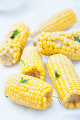 Steamed corn on the cob