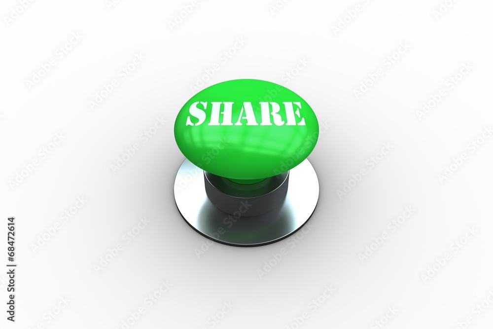 Poster Share on digitally generated green push button