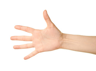Female caucasian hand gesture isolated