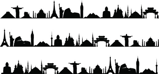 Travel the world monuments concept