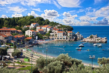 Fototapeta na wymiar Panoramic view of coastline along the coast of Montenegro.