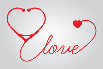 stethoscope heart with love, vector