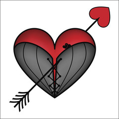 Corset heart with arrow, vector