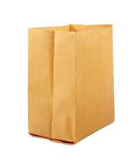 Brown paper bag isolated over white background