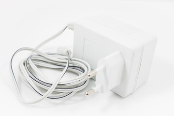 White adapter isolated on white background