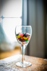colorful candy in Wine Glass