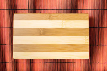 Cutting board on bamboo mat