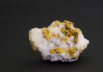 Native gold on quartz from Sonora, California. 2.6cm across.