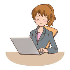 女性　パソコン