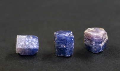 Uncut sapphires from Madagascar. 1cm long.