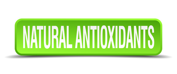 natural antioxidants green 3d realistic square isolated button