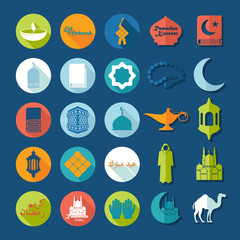 Set of flat icons: Ramadan Kareem