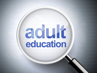 magnifying glass with words adult education