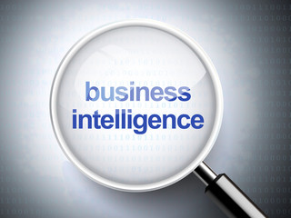 magnifying glass with words business intelligence