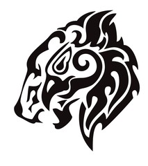 Obraz premium Tribal lion head formed by the head of an eagle