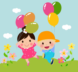 Obraz na płótnie Canvas Kids and balloons