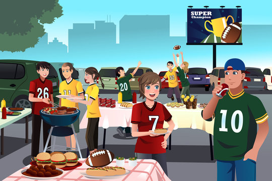 American Football Fans Having A Tailgate Party