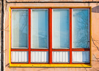 Window of a traditional appartment of a Soviet building, in Kiev, Ukraine