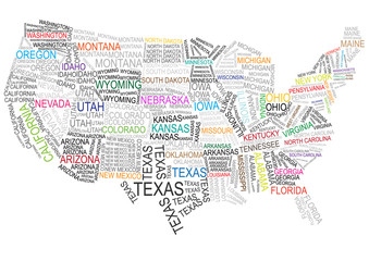 Fototapeta premium color vector united states map made of words