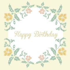 Vintage floral card with inscription happy birthday
