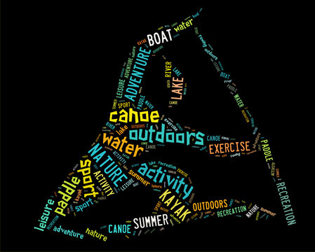 canoe pictogram with colorful wordings