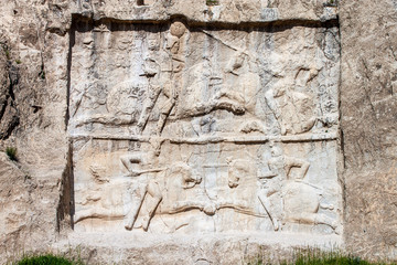 Naqsh-e Rustam, carving of the victory of Bahram II. Iran.