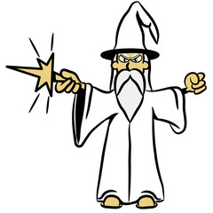 zauberer Zauberstab grimmig wütend